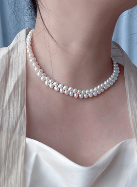 港货高级感麦穗淡水真珍珠项链