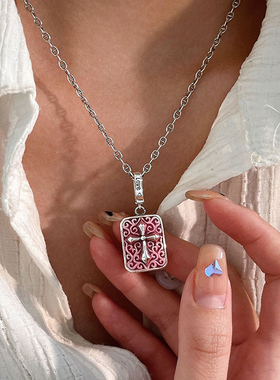 通体纯银十字架方盒单独吊坠多色