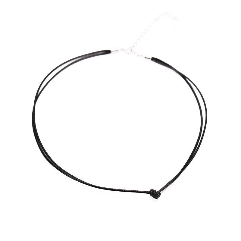 明星同款项链锁骨链女皮绳925纯银颈链choker项圈脖子饰品短颈带