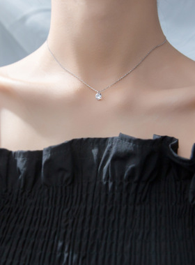 s925纯银人鱼泪项链女单钻短款