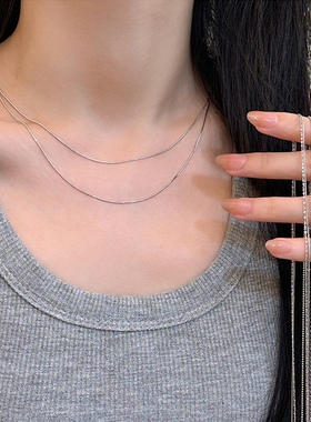 925纯银配链裸链盒子链十字链潮