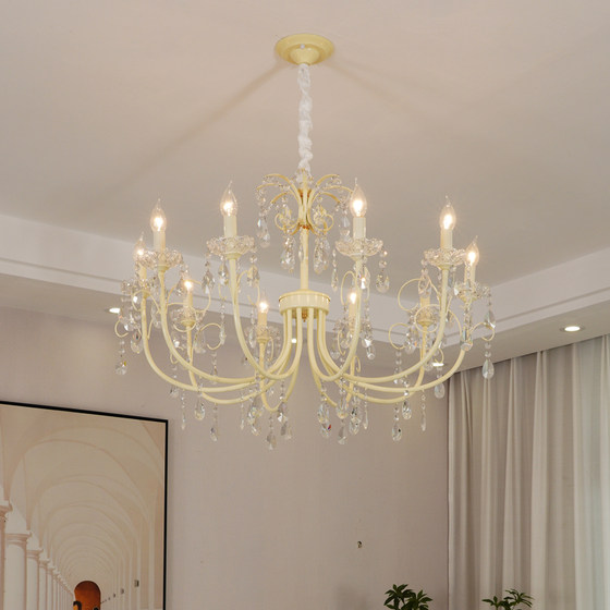 French light luxury cream crystal chandelier living room bedroom