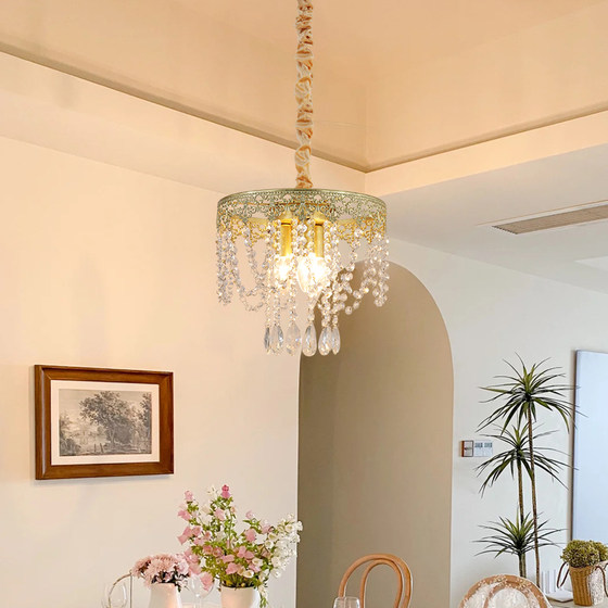 French light luxury crystal cream restaurant chandelier