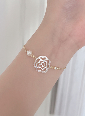 法式镂空贝壳玫瑰花手链