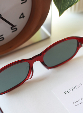 ROSE同款复古红色墨镜女高级感辣妹风窄方框板材太阳眼镜防紫外线
