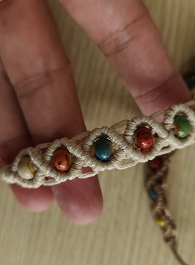 五彩陶瓷绳编手链一条价格九宵美庐蜜蜡店