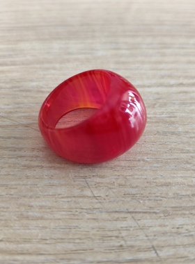 中东蜜蜡砖红丝蜡戒指时尚饰品