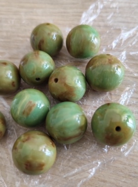 中东蜜蜡古董蜜蜡魅影蓝绿雪山大手串圆珠古朴天青变豆青色独家