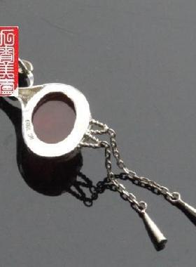 手工镶嵌红玛瑙花朵时尚风吊坠