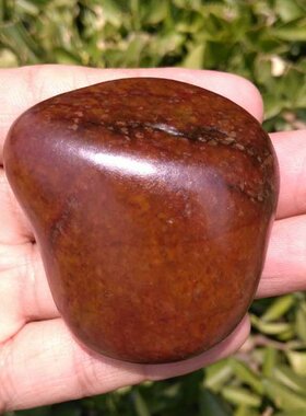 和田玉红沁籽料原石把件油润老熟