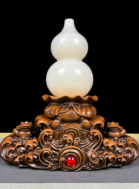 天然玉石葫芦摆件玄关金蟾中式