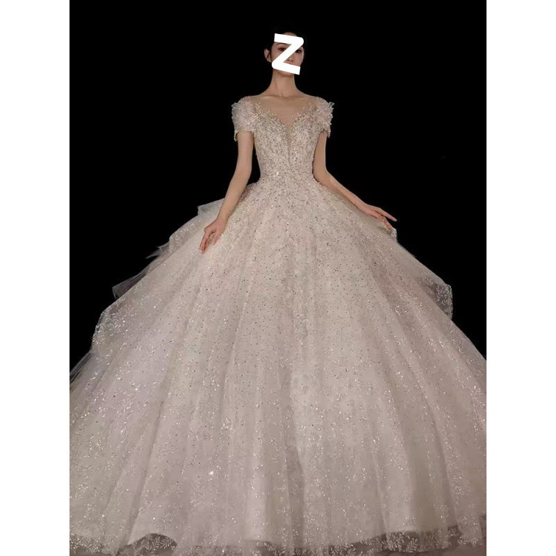 一字肩主婚纱2025新款新娘大拖尾小个子奢华星空重工在逃公主礼服,淘宝优惠券,粉丝福利购,淘宝优惠卷