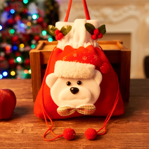 Apple, рождественский декор, ювелирное украшение, креативная льняная сумка для пожилых людей, подарок на день рождения, с медвежатами