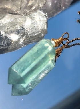 绿萤石灵摆疗愈项链吊坠送教程女