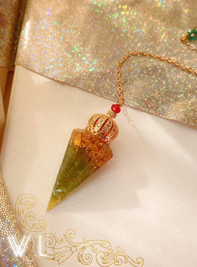 天然水晶灵摆树脂金属招财女原创