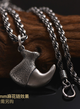 实心纯银手工雕刻复古银饰品男士