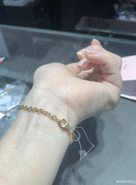 tous桃丝熊刻面纯银镀18k金手链