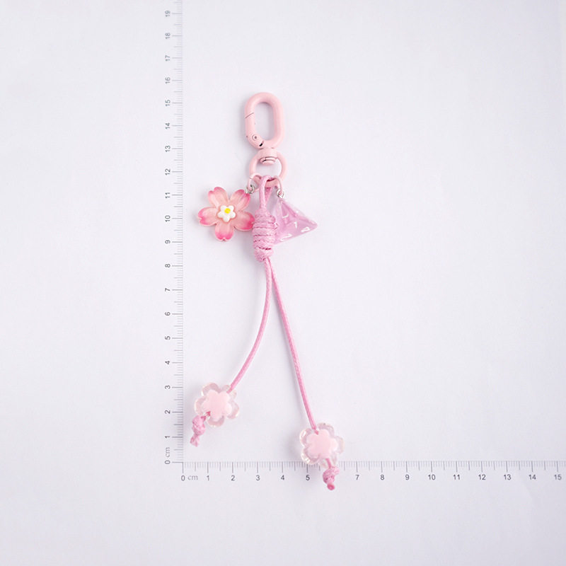 甜美少女粉樱花编织绳包包挂件钥匙扣学生书包挂件礼物汽车配饰,淘宝优惠券,粉丝福利购,淘宝优惠卷