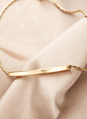 金色字母刻印小众可调细手链女