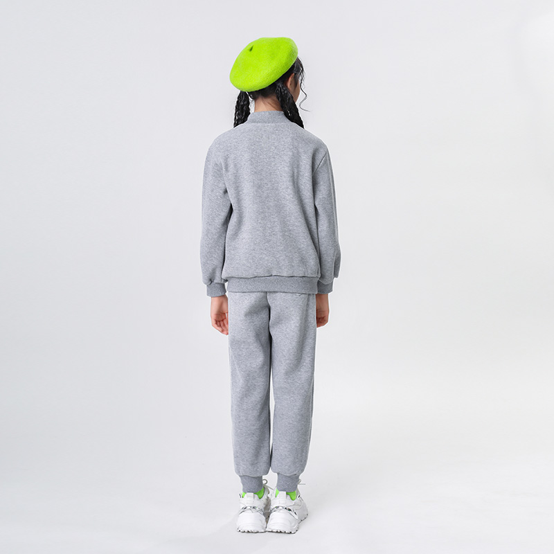 青蛙王子童装女童冬季加绒卫衣套装儿童冬装保暖上衣卫裤两件套 - 图1