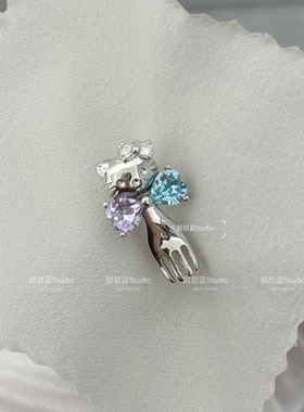 超萌kitty叉子甜美风华子耳骨夹可爱风耳饰百搭手作饰品