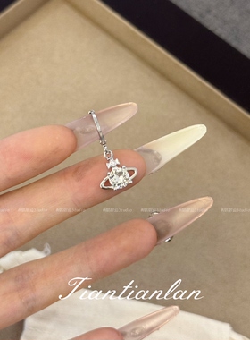 超闪mini土星耳环西太后星球耳坠一对精致百搭冷淡风耳饰耳钉