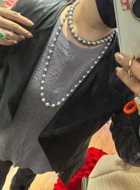 几千块 亏本卖 18K蓝血澳白海水珠毛衣链9-11MM正圆微瑕 长度80CM