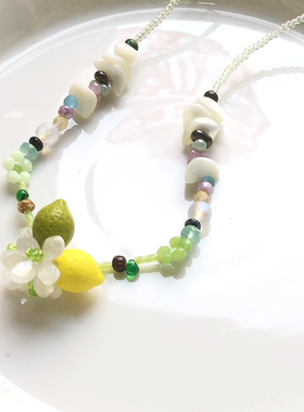 串珠工艺贝母天然石水果项链女