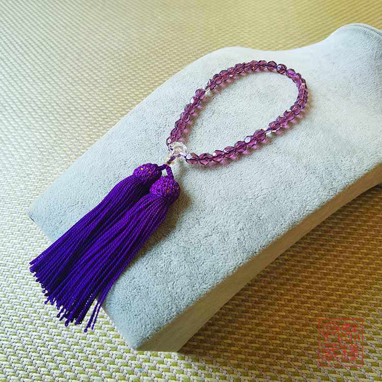 数珠 念珠 かわいい ｴﾚｶﾞﾝﾄ 本水晶 女性用念珠 清水焼 ｼﾙｸ 京焼 水晶 8mm玉 正絹