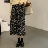 Зимняя ретро длинная юбка, цветочный принт, средней длины, 2023, городской стиль, А-силуэт