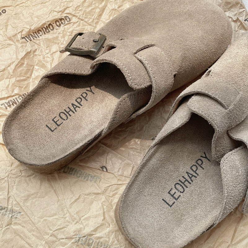 leobaby女童勃肯鞋夏季新款儿童绒皮包头半拖鞋中大童懒人单鞋