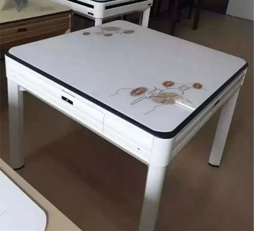 Панель настольной панели Mahjong Mahjong Машинный стальной стеклянный столик столовый стол в камеллии восемь бессмертная столовая кожная панель.