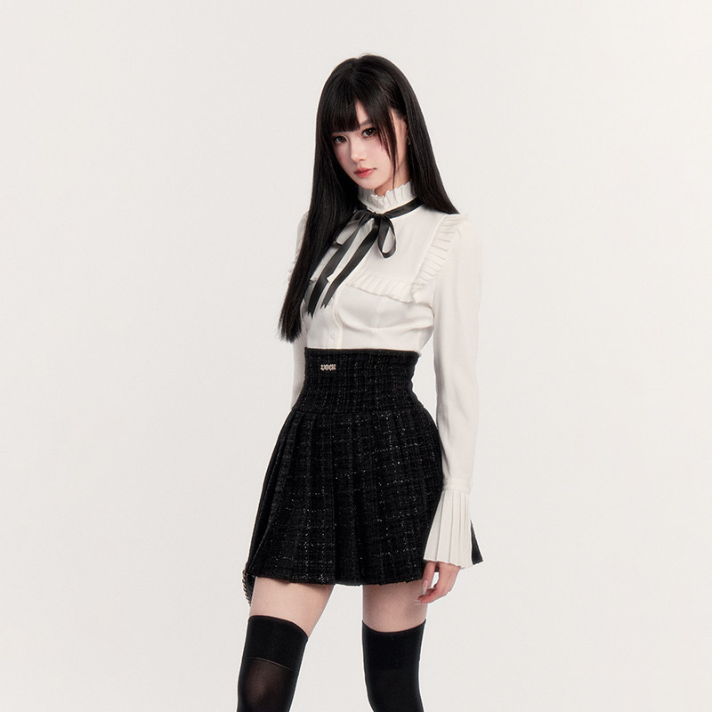 VOCK 暗黑千金 富家精致感新年小香风外套装百褶裙内搭白衬衫名媛,淘宝优惠券,粉丝福利购,淘宝优惠卷