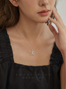 甜西士多925银打结麻花小众项链