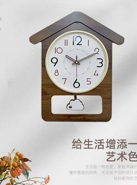木制挂钟新款家用简约音乐报时