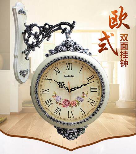 海之星双面挂钟 欧式现代豪华钟表 大号创意时尚静音墙钟客厅包邮 - 图2