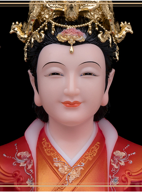 仿汉白玉玉帝王母娘娘古彩家用供奉摆件神像鸿福天青玉皇大帝