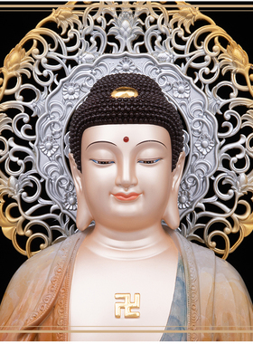 全堂佛铜像热着色橙色莲花座贴金镶宝观音三宝佛地藏王笑佛佛像