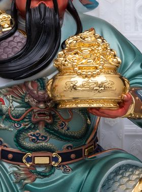 汉白玉关公武财神招财摆件