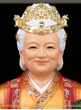 树脂彩绘土地公婆神像摆件