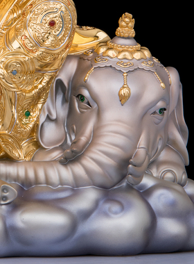 台湾铜贴金文殊普贤菩萨佛像供奉家用坐骑狮子大象摆件16寸新品