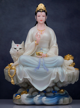 胡姐姐九姑娘汉白玉神像摆件