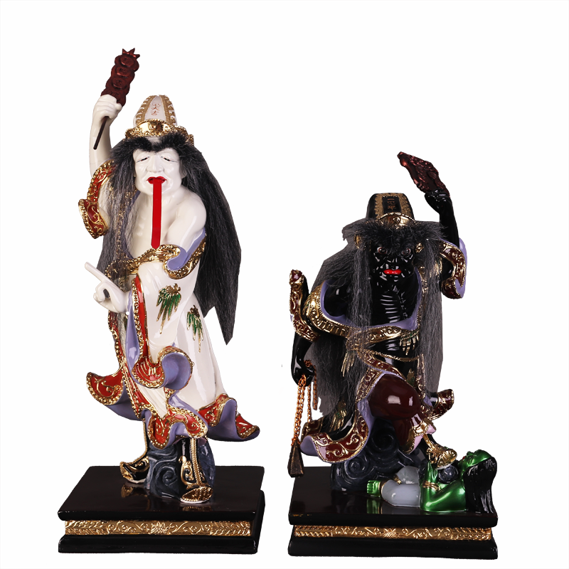10/12/16寸黑白无常七爷八爷大二爷伯谢范将军 极彩树脂造像摆件 - 图3