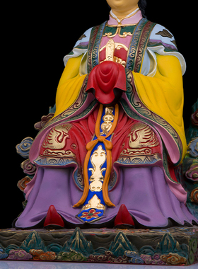 铜彩平安复古佛堂碧霞元君摆件