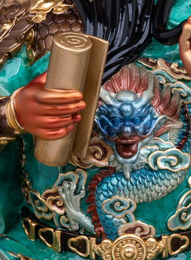 铜关公武财神看书招财摆件