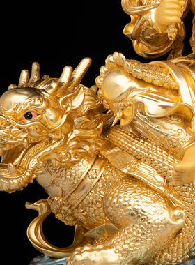 纯铜贴金真武大帝神像摆件