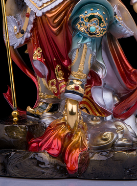 纯铜彩绘桌面三太子哪吒摆件