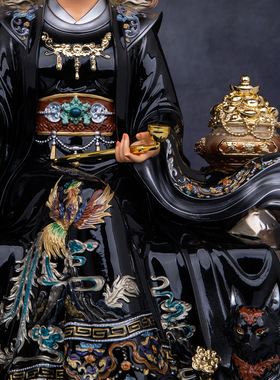 坐山黑奶奶树脂神像供奉摆件