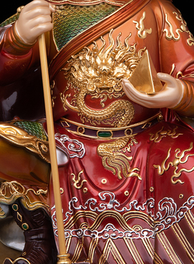 华光大帝神像铜彩绘鎏金