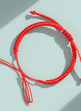 本命年半成品金刚结手绳手工编织diy可串珠黄金抽拉红绳情侣